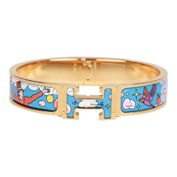 Hermes  Les Nuages Flamboyante  Clic Clac H Narrow Enamel Bracelet Sale