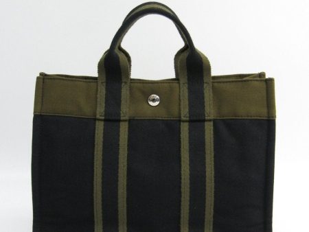 Hermes Black Khaki Canvas Fourre Tout PM Tote (SHA11219) on Sale