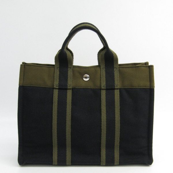 Hermes Black Khaki Canvas Fourre Tout PM Tote (SHA11219) on Sale