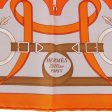 Hermes  Gavroche  Orange Silk Pocket Square Scarf 45cm For Cheap