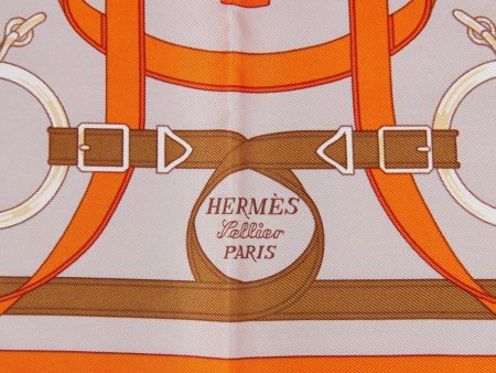 Hermes  Gavroche  Orange Silk Pocket Square Scarf 45cm For Cheap