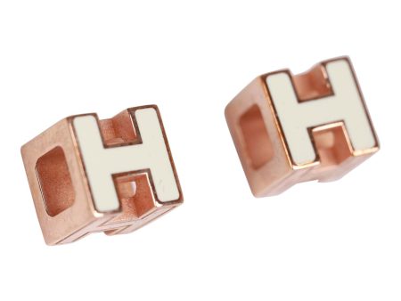 Hermes Cage d H Earrings White Lacquered Rose Gold Cheap