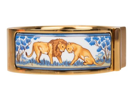 Hermes  Safari  Loquet Wide Printed Enamel Bracelet PM (65) ( ) Online Sale