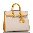 Hermes Special Order (HSS) Birkin 25 Craie and Jaune Ambre Togo Brushed Gold Hardware Cheap