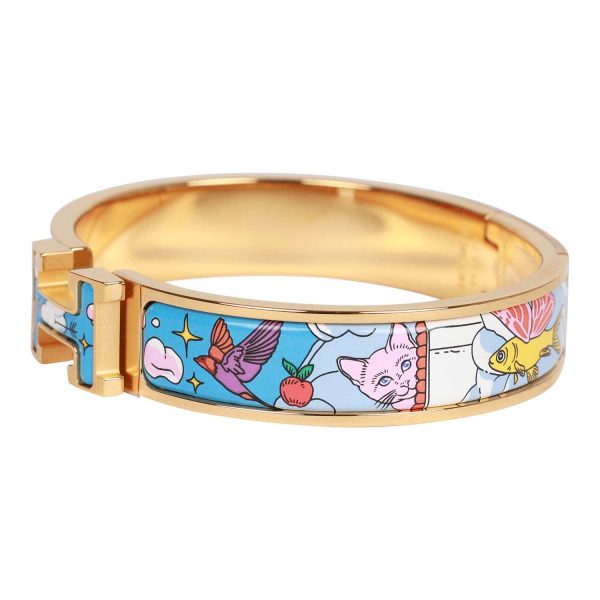 Hermes  Les Nuages Flamboyante  Clic Clac H Narrow Enamel Bracelet Sale