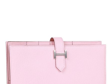 Hermes Bearn Gusset Wallet Rose Sakura Chevre Palladium Hardware For Cheap