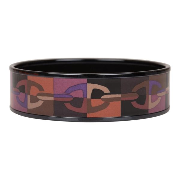 Hermes  Optique Chain d Ancre  Wide Printed Enamel Bracelet PM (65) For Sale