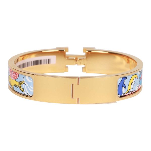 Hermes  Les Nuages Flamboyante  Clic Clac H Narrow Enamel Bracelet Sale