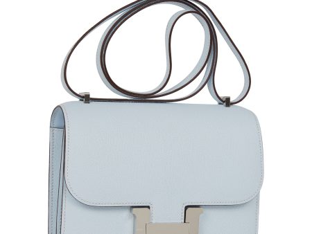 Hermes Constance 18 Bleu Brume Chevre Palladium Hardware Fashion