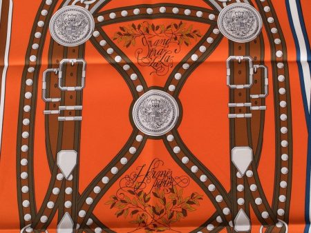 Hermes  Grand Tralala  Potiron Silk Twill Scarf 90cm For Discount