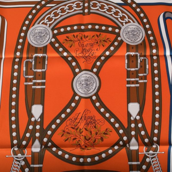 Hermes  Grand Tralala  Potiron Silk Twill Scarf 90cm For Discount