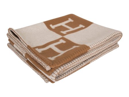 Hermes  Classic Avalon  Ecru and Camel Blanket For Cheap