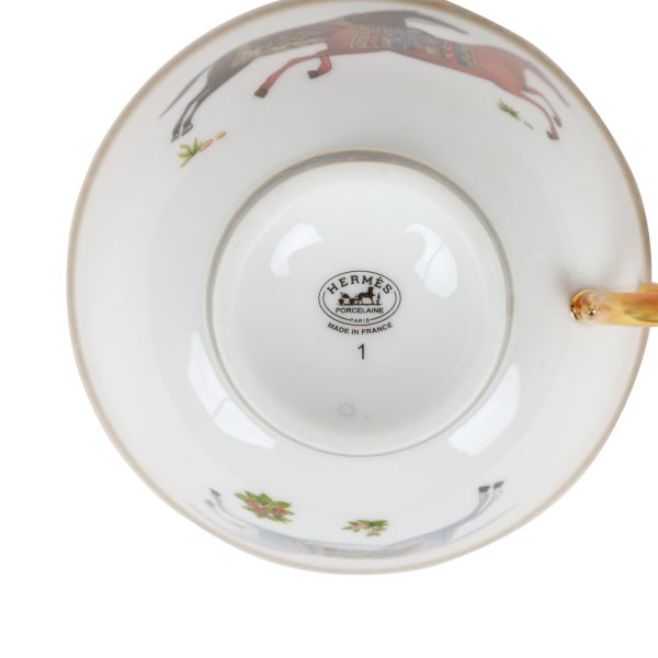 Hermes  Cheval D Orient  Porcelain Tea Cup and Saucer Set Online now