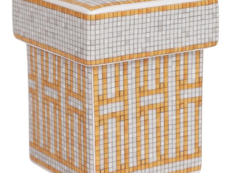 Hermes  Mosaique Au 24  Gold Porcelain Tea Sugar Box Small For Sale