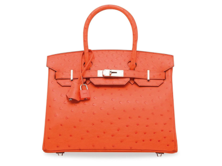 Hermes Birkin 30 Ostrich Leather Tangerine Palladium Hardware Cheap