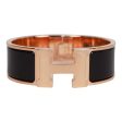 Hermes Black Wide Enamel Bracelet GM Rose Gold Hardware Discount