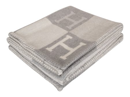 Hermes  Classic Avalon  Ecru and Gris Clair Blanket Hot on Sale