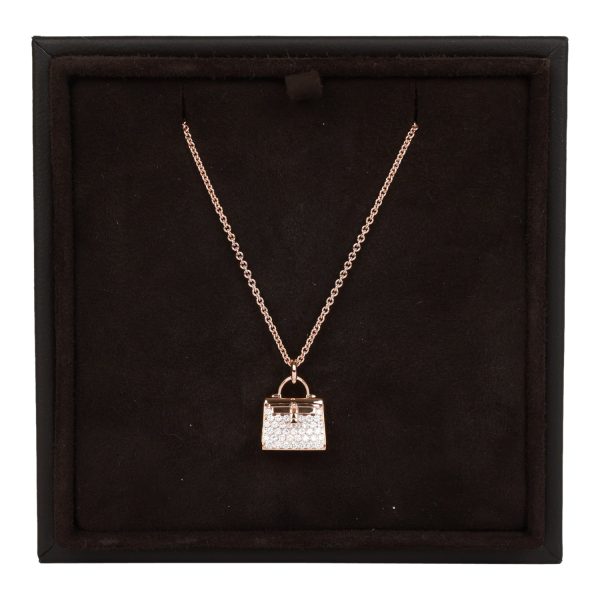 Hermes 18k Rose Gold Diamond Kelly Amulettes Pendant Necklace Online