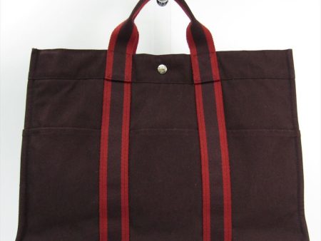 Hermes Bordeaux Canvas Herline MM Tote (SHA10604) Online Hot Sale