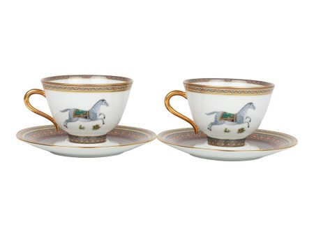 Hermes  Cheval D Orient  Porcelain Tea Cup and Saucer Set Online now