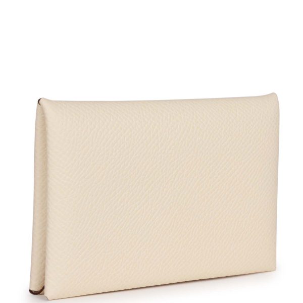 Hermes Calvi Card Holder Nata Epsom Palladium Hardware Fashion