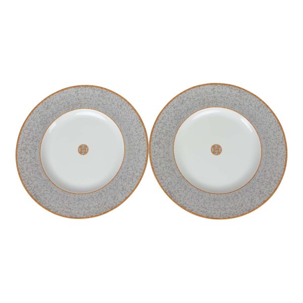 Hermes  Mosaique Au 24  Gold Porcelain Presentation Plate Set Online