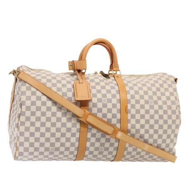 LOUIS VUITTON Damier Azur Keepall Bandouliere 55 Boston Bag N41429 Auth 87614A on Sale