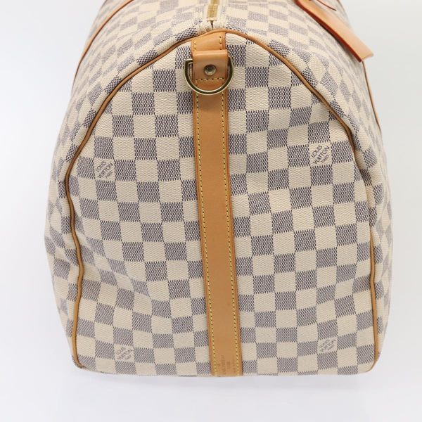 LOUIS VUITTON Damier Azur Keepall Bandouliere 55 Boston Bag N41429 Auth 87614A on Sale