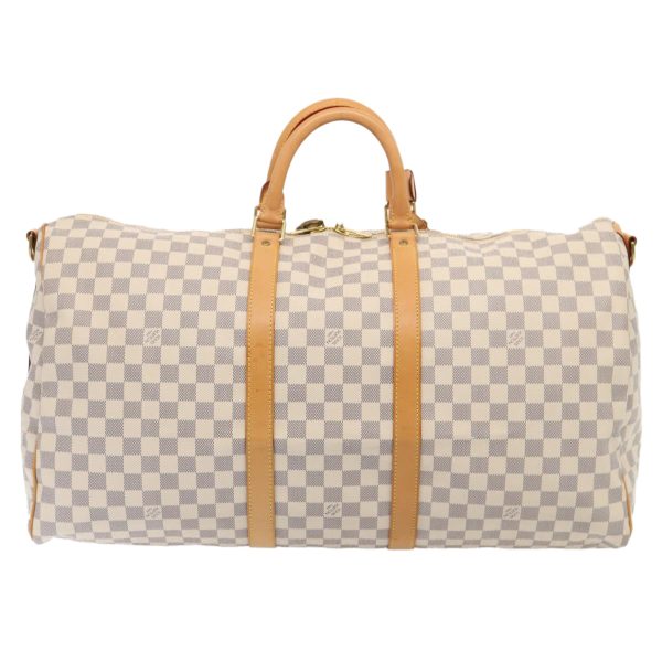 LOUIS VUITTON Damier Azur Keepall Bandouliere 55 Boston Bag N41429 Auth 87614A on Sale