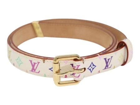 LOUIS VUITTON Monogram Multicolor Ceinture Carre Belt White M9272W Auth yk14842 For Sale