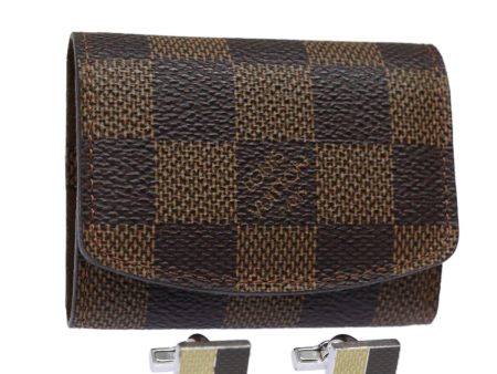 LOUIS VUITTON Damier Ebene Bouton Du Manchette Damier 4 Cuffs M64675 Auth 81996 Supply