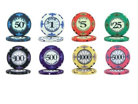 Scroll 10 Gram Ceramic Poker Chip Sample Pack - 8 Chips For Sale