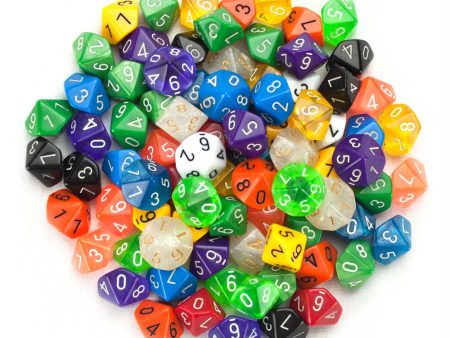 100+ Pack of Random D10 Polyhedral Dice in Multiple Colors Online Sale