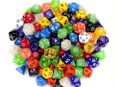 100+ Pack of Random Polyhedral Dice w- Free Pouch Supply