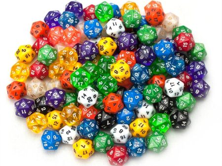 100+ Pack of Random D20 Polyhedral Dice in Multiple Color Cheap