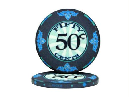 Roll of 25 - .50¢ (cent) Scroll 10 Gram Ceramic Poker C on Sale